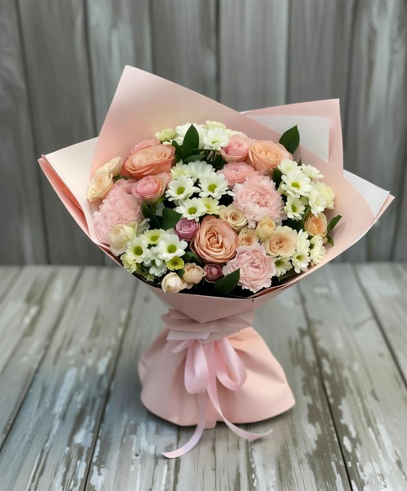 Букет цветов из: Гвоздики, Розы и Хризантемы в Кужорской