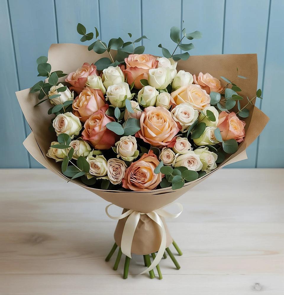 Букет цветов из: Альстромерии и Розы в Кужорской