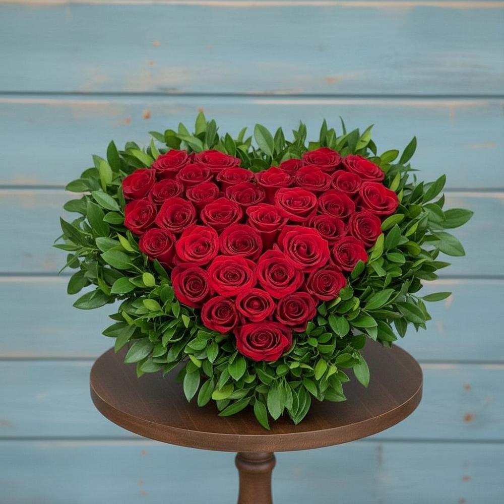 Цветочная композиция из Розы в виде сердца в Кужорской