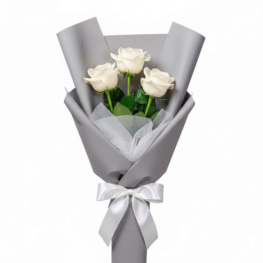 Букет 3 белые розы в Кужорской