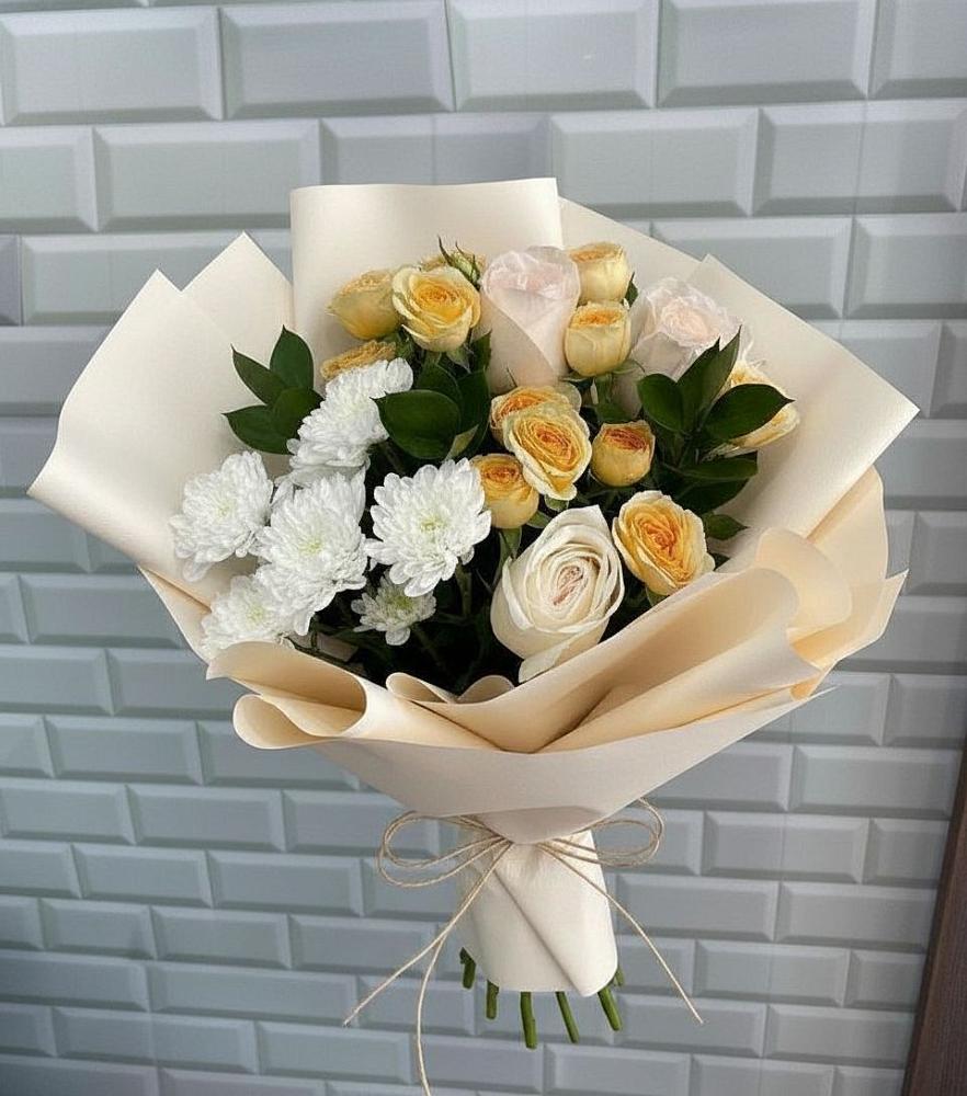 Букет цветов из: Розы и Хризантемы в Кужорской