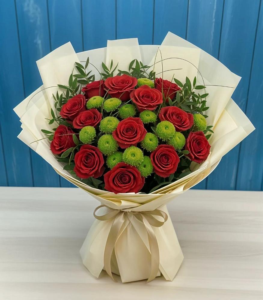 Букет цветов из: Розы и Хризантемы в Кужорской