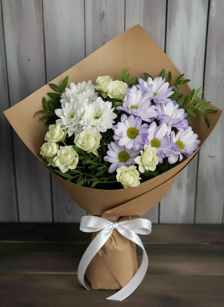 Букет цветов из: Хризантемы и Розы в Кужорской