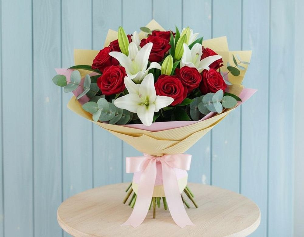 Букет цветов из: Лилии и Розы в Кужорской